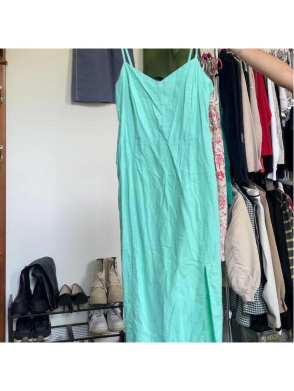J.Crew linen blend mint green midi dress Size 12
